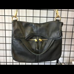 Black Leather Fossil CrossbodyConvertible