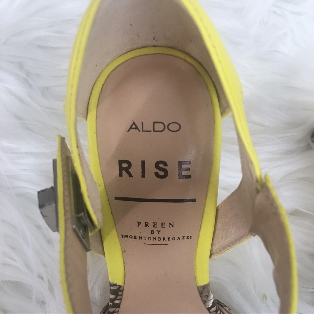 ALDO Rise Neon Yellow & Snake Print Mule - Picture 3 of 4
