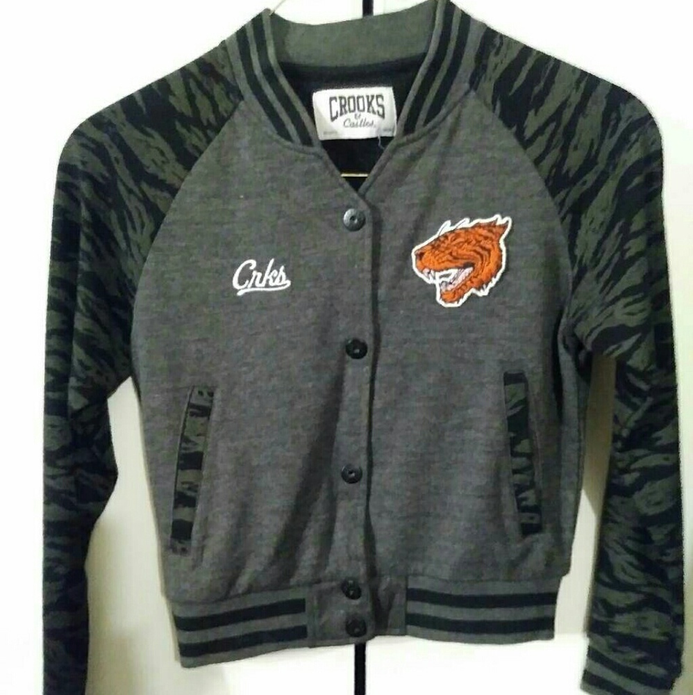 Crooks and castle varsity button up sweatshirt