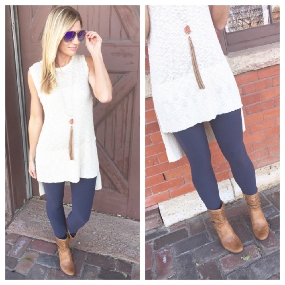 Steel Gray Brushed Knit Leggings - Picture 2 of 2