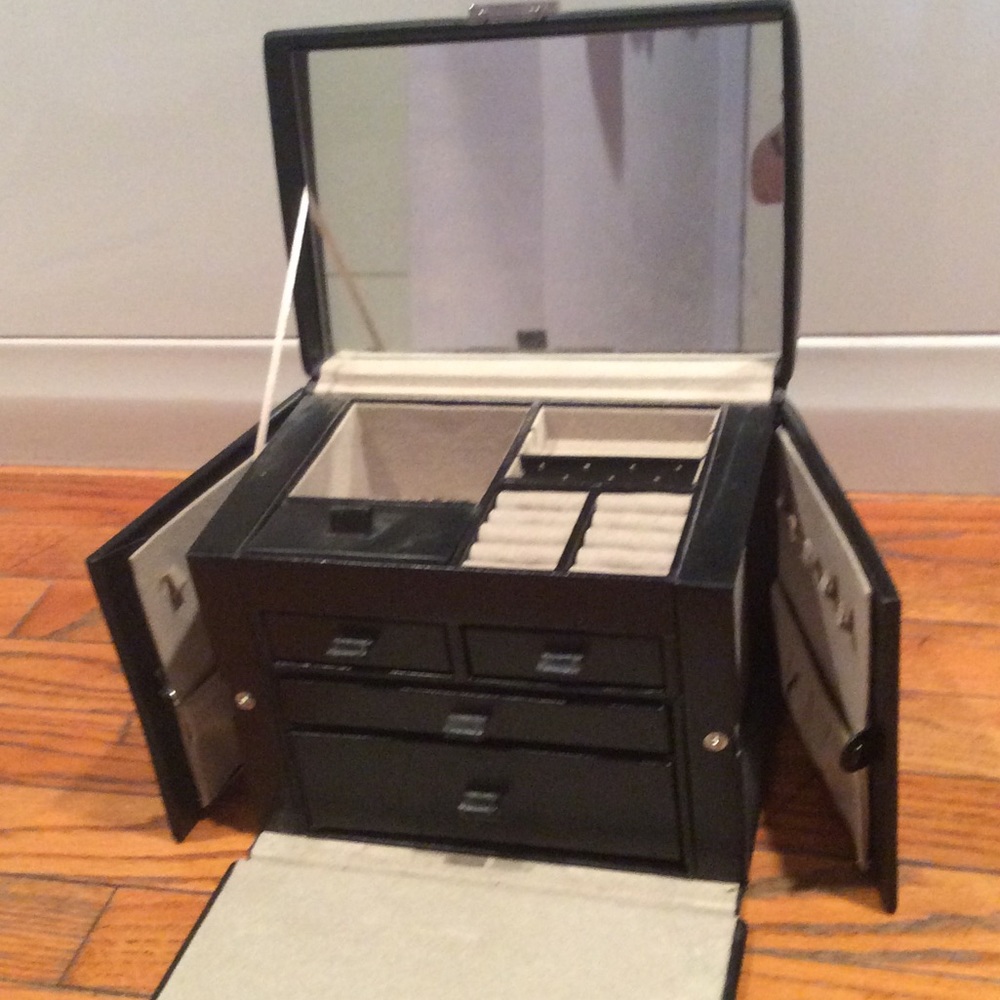 Black leather jewelry box
