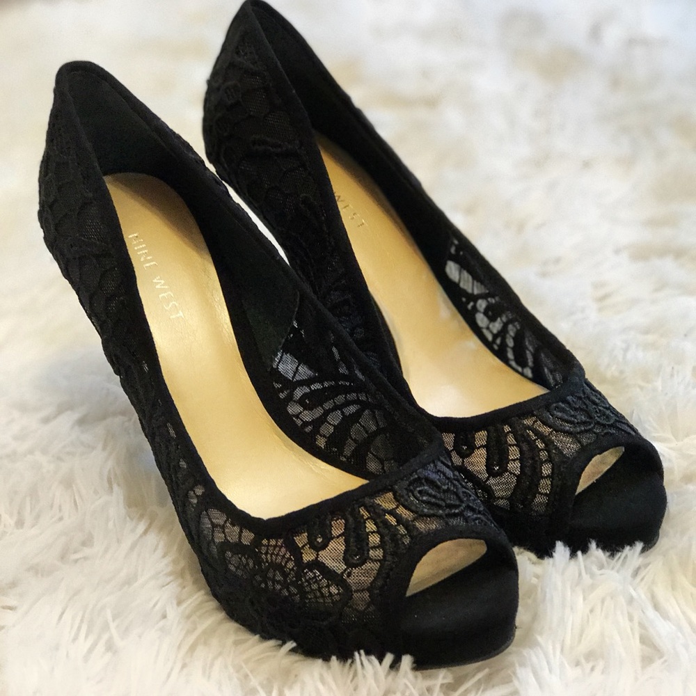 NineWest Lace Peep-Toe Heels