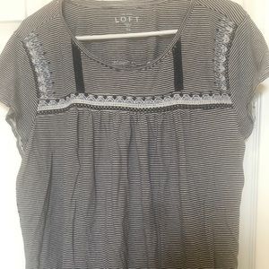 LOFT XL embroidered striped shirt