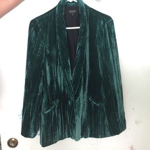 Teal velvet blazer
