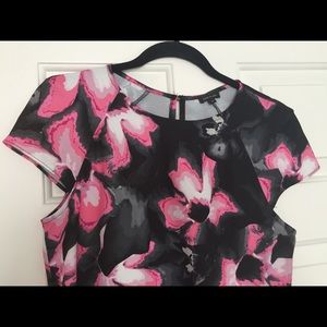 Pink and black floral dress from River Island.