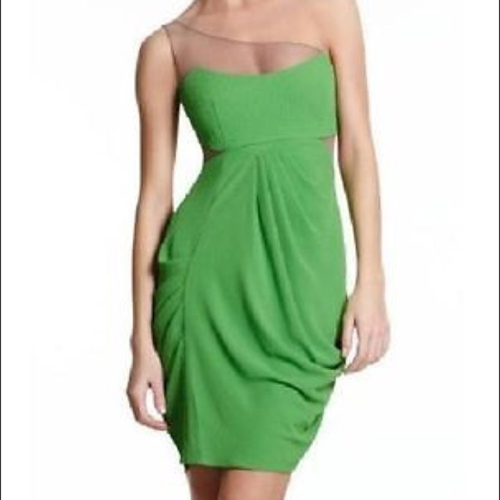 BCBG Runway Green Apple One-Shoulder Dress