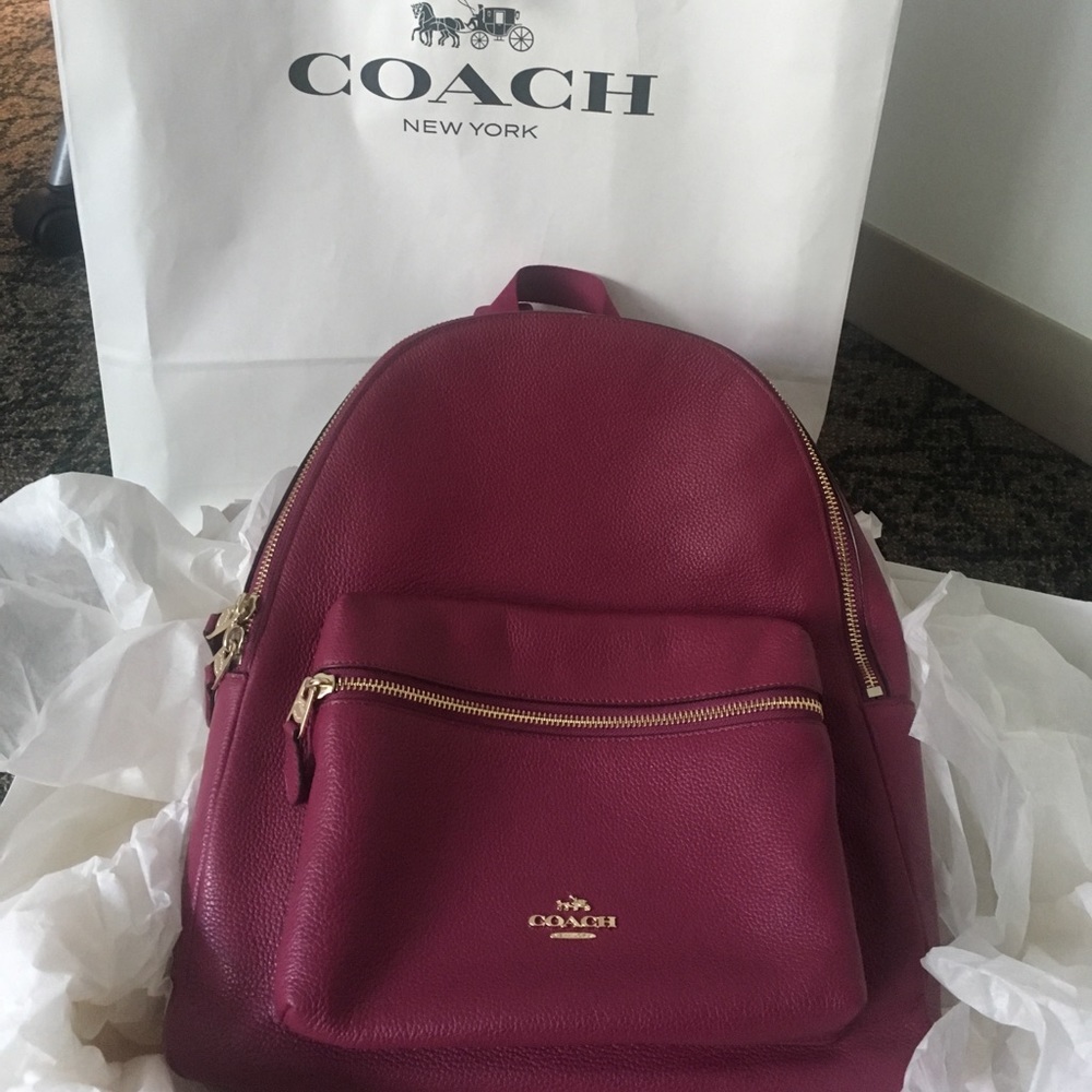 Coach Charlie Pebble Leather Backpack