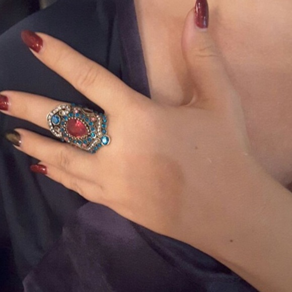 New Turkish vintage sapphire stone ring size 8 - Picture 2 of 3