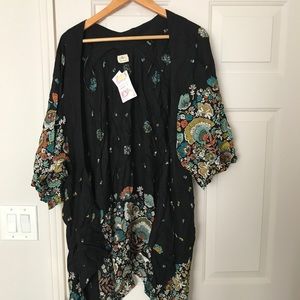 O'Neill flower print black kimono one size