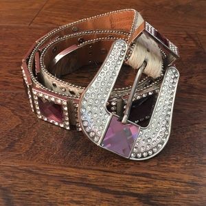 Purple and cow hair belt