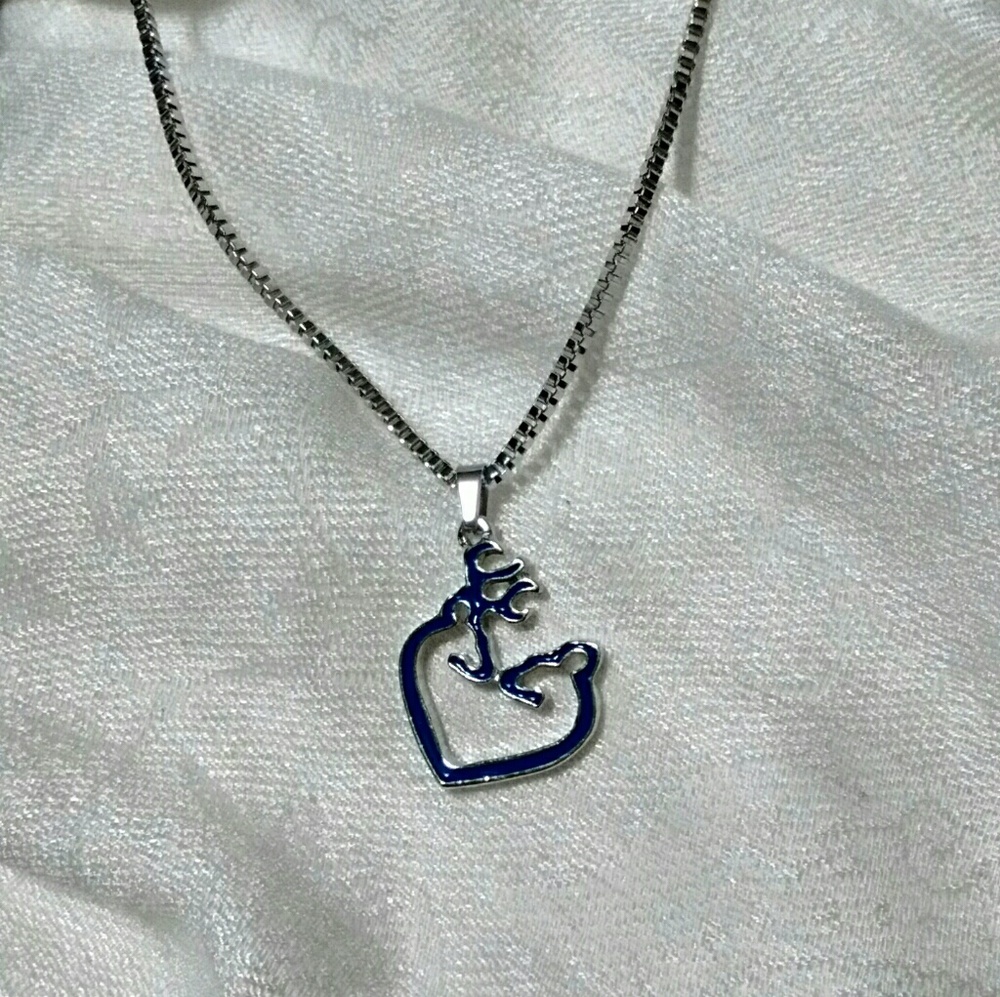 Browning Deer Blue Heart Necklace