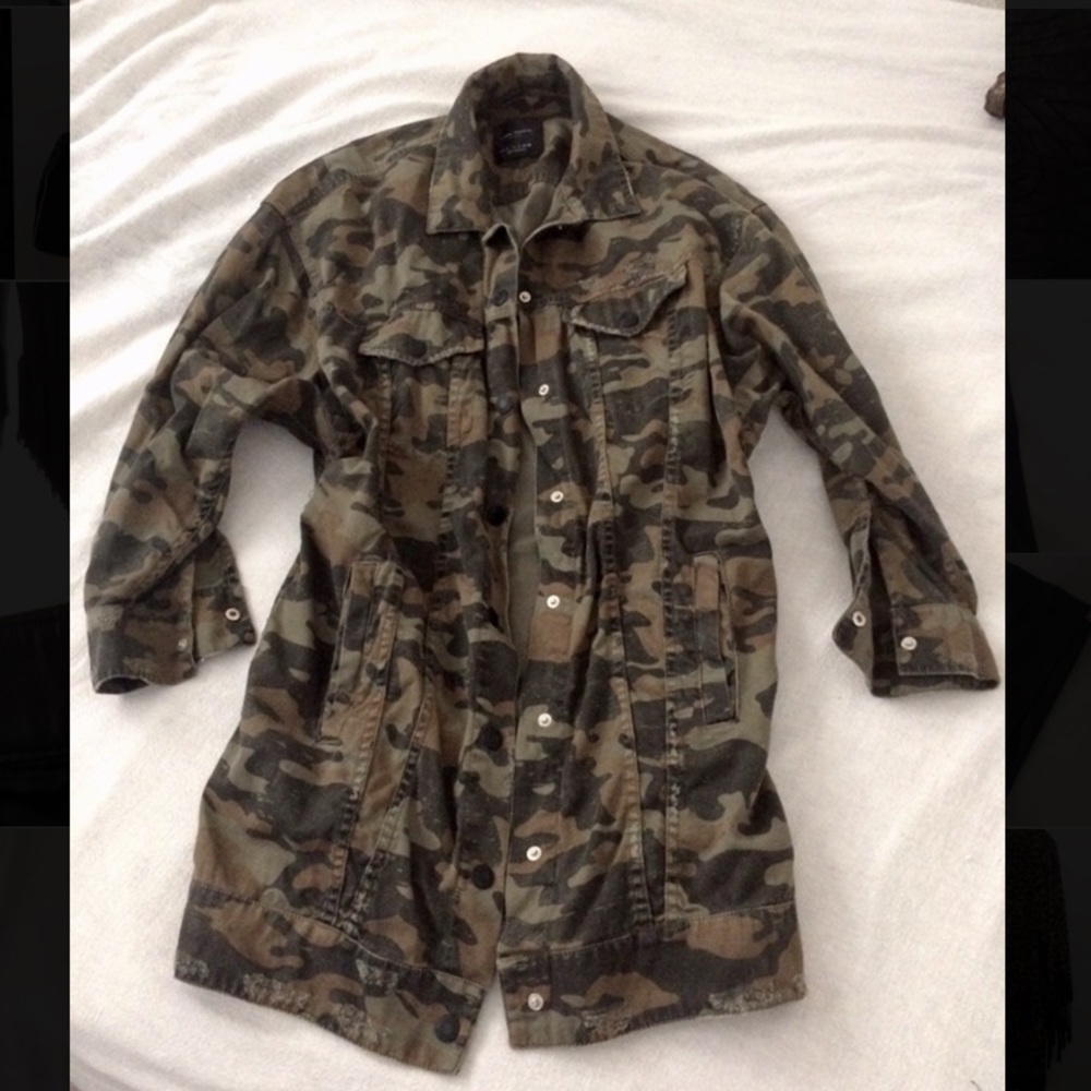 Zara Trafaluc Denimwear cargo camouflage jacket