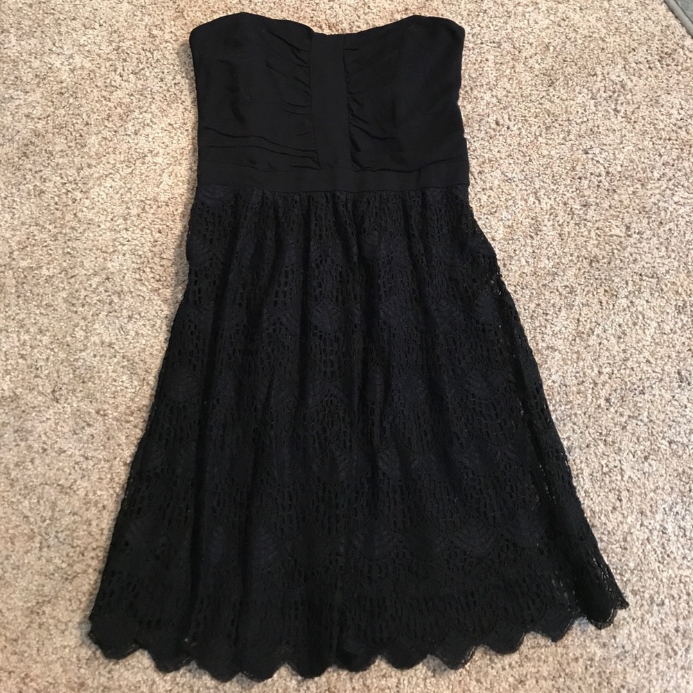 NWT ELLA MOSS black strapless lace dress