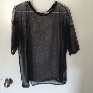 over sized polkadot mesh T