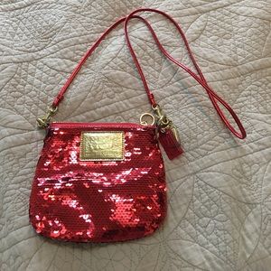Coach Red Sequined Cross Body Purse