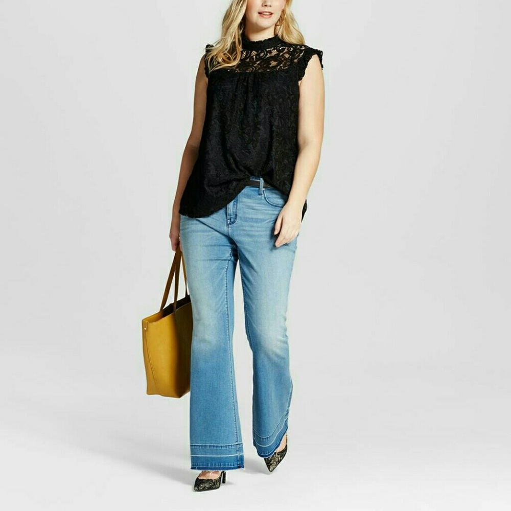 Ava&Viv Plus Size Jeans-Flare Women's MediumWash