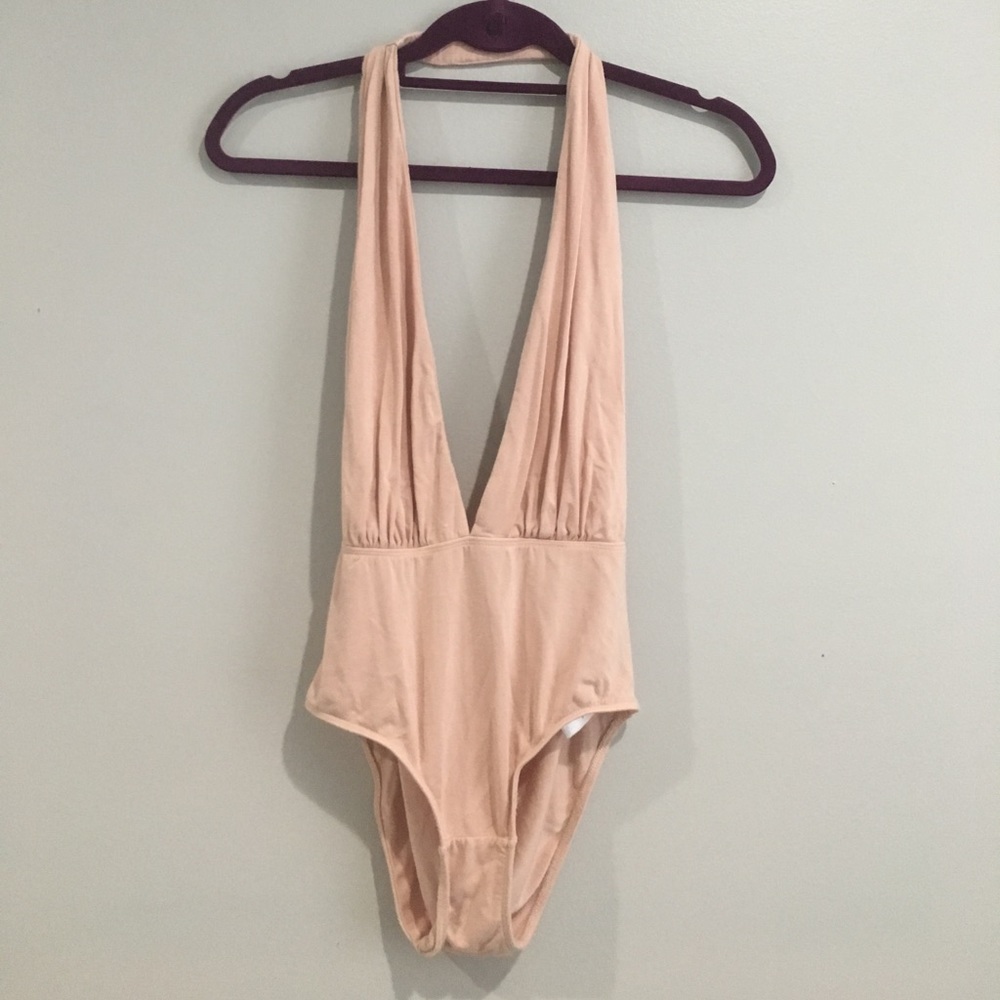 Deep Plunge Baby Pink Bodysuit