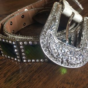 Multi colored rhinestone belt