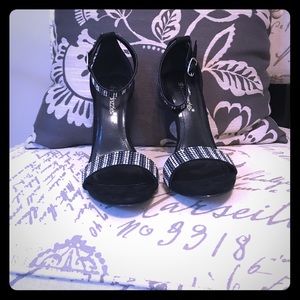 Black jeweled stilettos