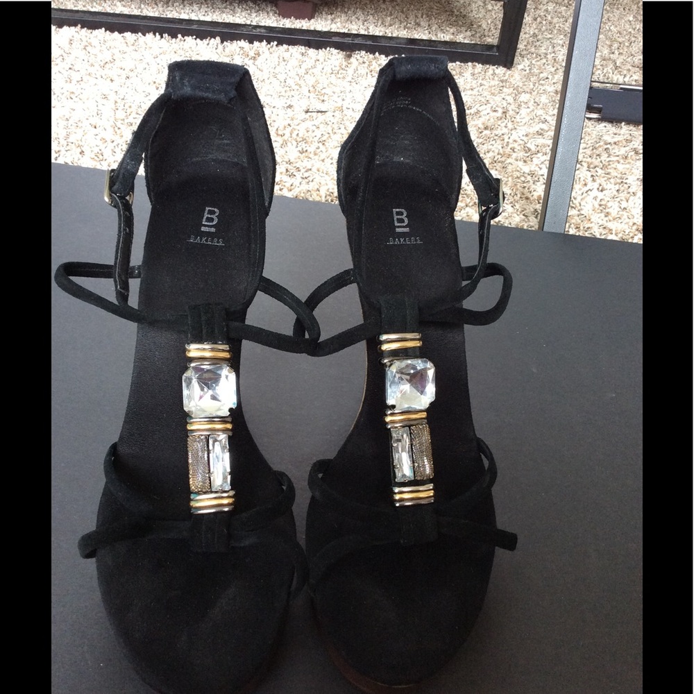 Strappy jeweled wedge