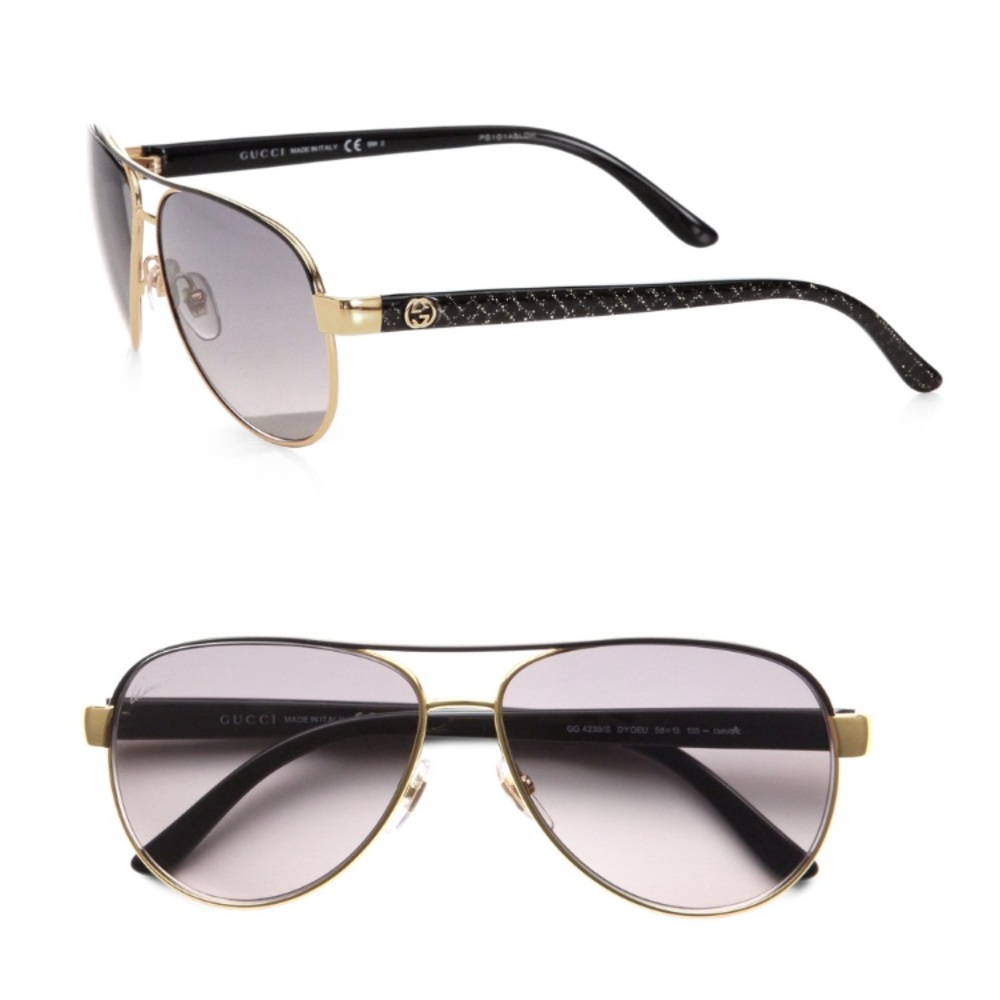 Gucci Aviators- Black and Gold