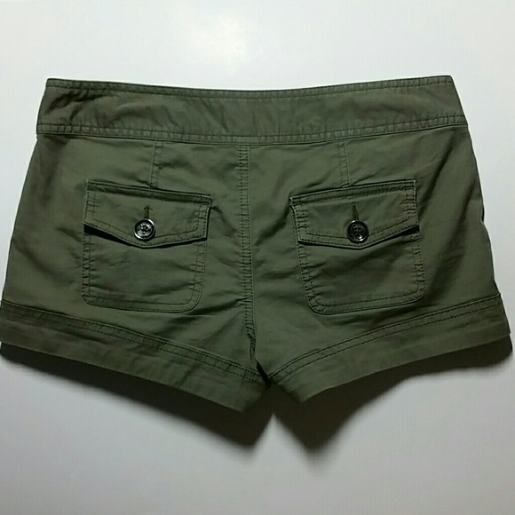 CUTE EXPRESS ARMY GREEN SHORTS BUTTON ACCENTS EUC - Picture 2 of 4