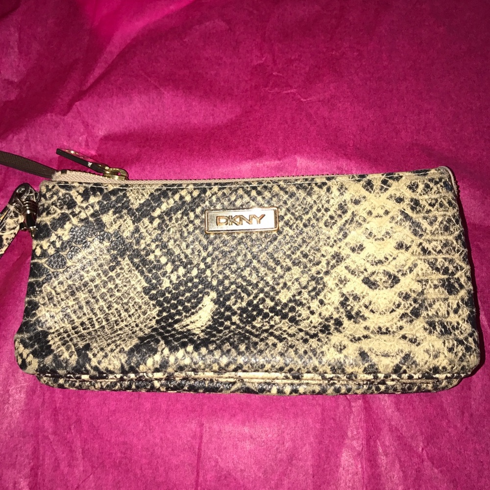 DKNY snakeprint wristlet
