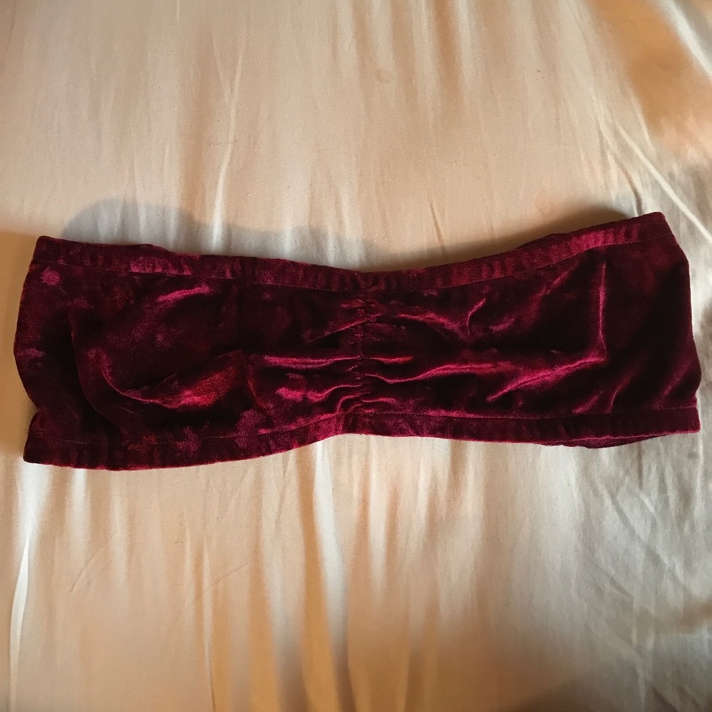 Crushed Red Velvet Bandeau w/ Open Back