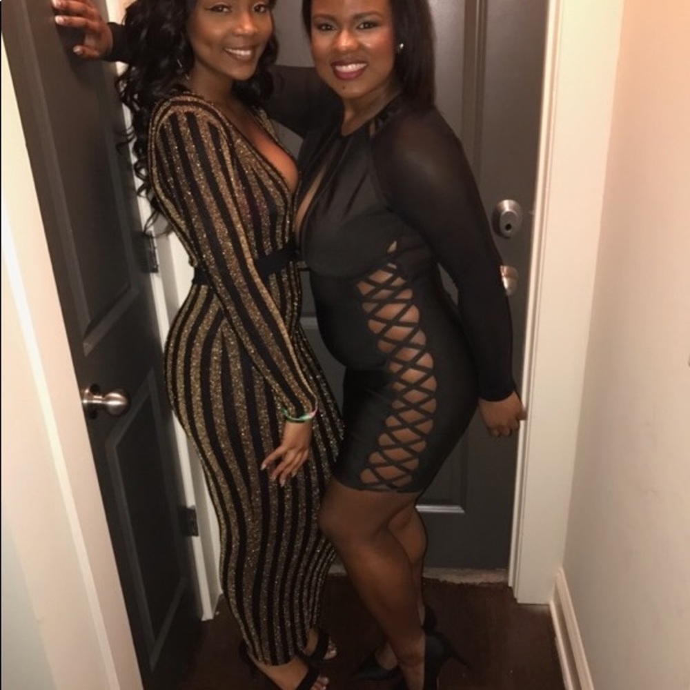 Beautiful Black and Gold Boutique Cocktail Dress