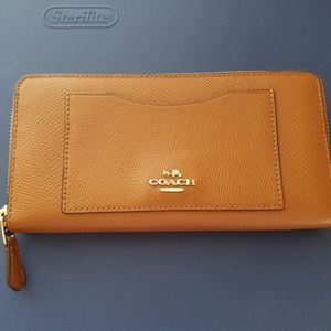 Coach Accordion Crossgrain Leather Wallet - Saddle