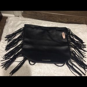 Victoria's Secret Black Faux Leather Tote NWT