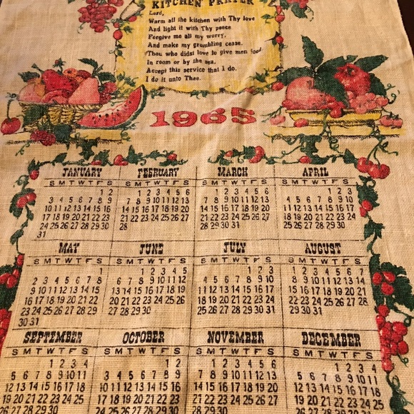 Vintage Calendar Tea Towel Plastic Bag Holders - Picture 2 of 8
