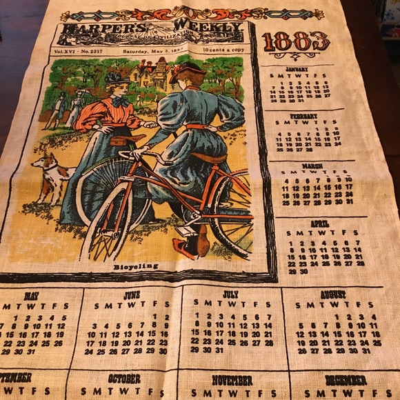 Vintage Calendar Tea Towel Plastic Bag Holders - Picture 5 of 8