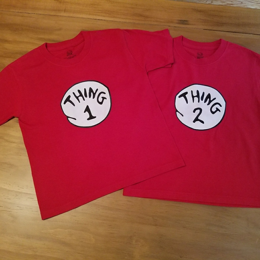 Thing 1 Thing 2 Set Youth Tee Shirts Sz Small
