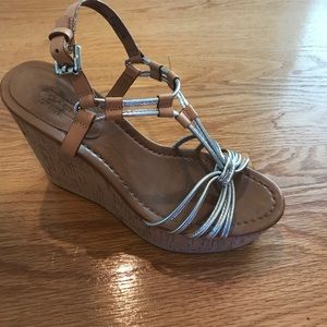 Metallic "Georgiana" Coach wedges