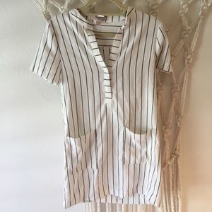 Pinstriped short-sleeve dress