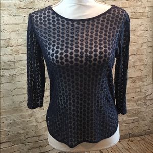 Sheer navy 3/4 sleeve shirt size 4 TOPSHOP (NWT)