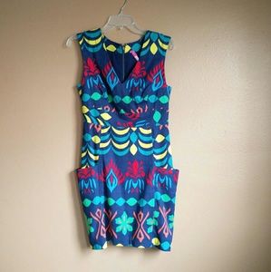 Print pocket shift dress