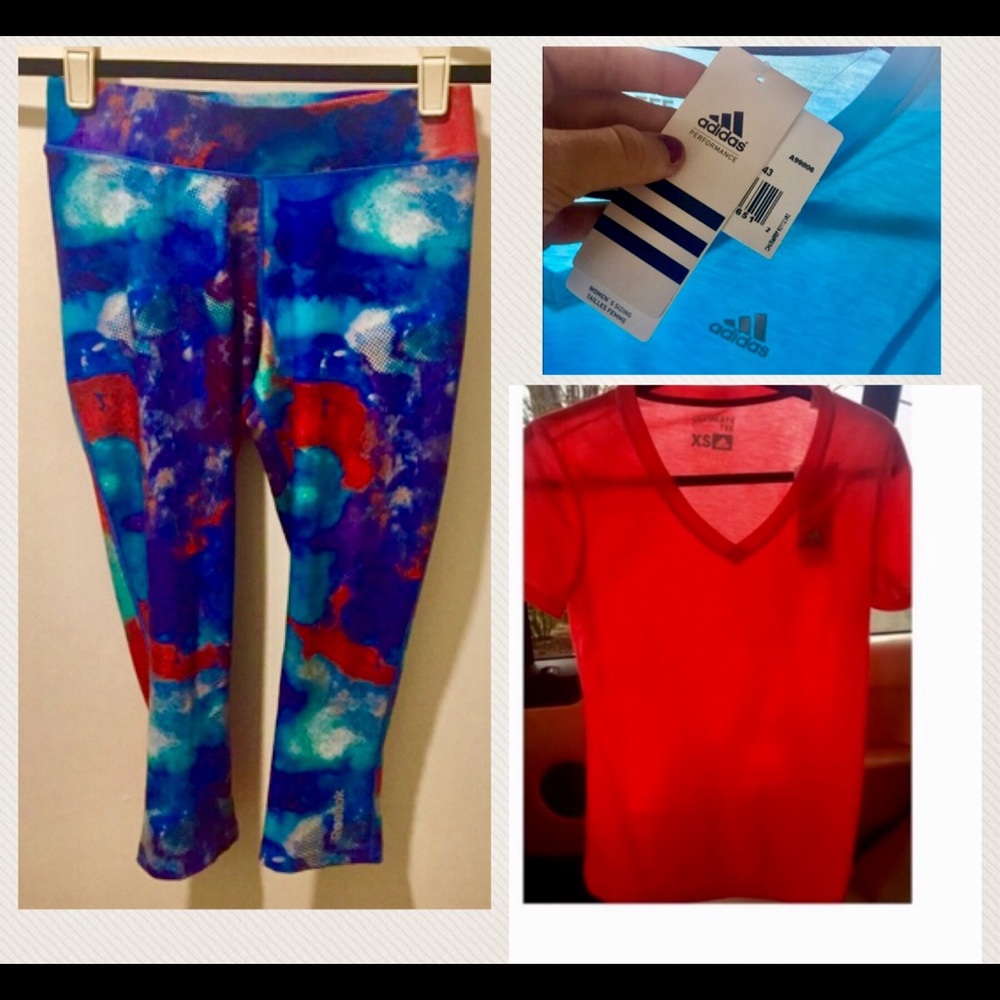 Women's Reebok Sweatpant & 2 Women's Adidas Shirts