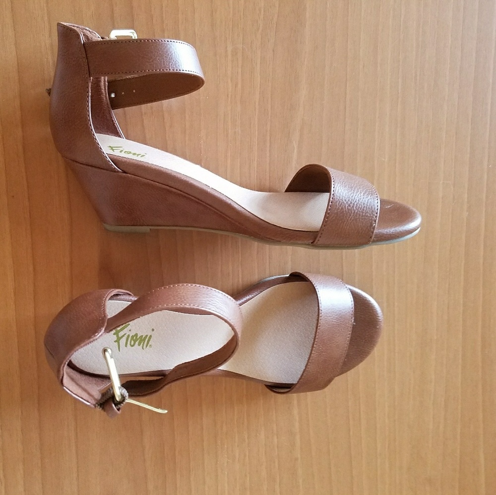 Brown wedge sandals