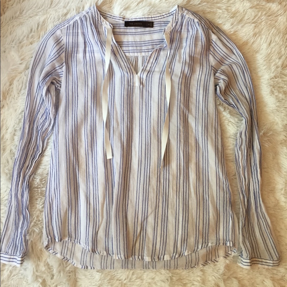 THE LIMITED white and blue summer beach shirt