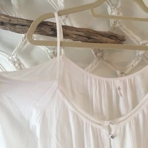 open shoulder white blouse