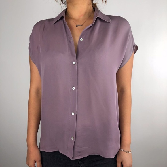 Tangerine Tops - Tangerine Purple Silk Blouse NWT $169
