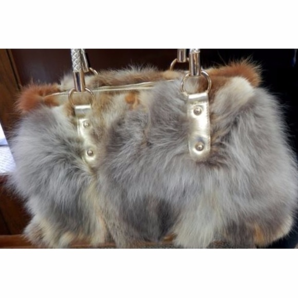 A.J. Ugent Furs Handbags - **SOLD** Red Fox Fur Handbag w/ Gold Leather