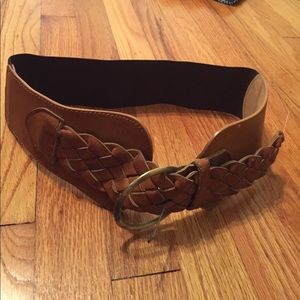 Leather braided stretch belt