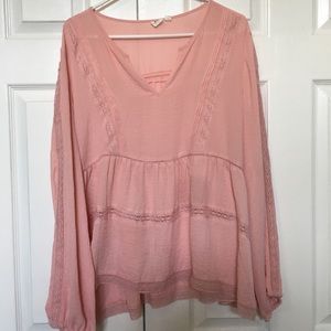GAP blush pink blouse XL embroidered