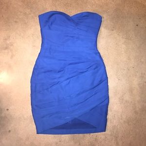formal blue mini dress