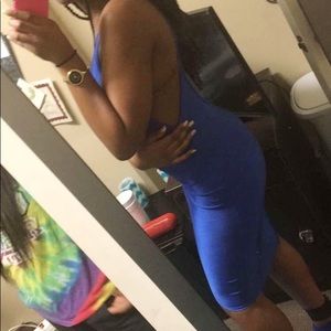 Blue open back dress