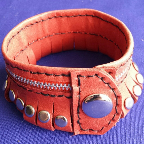 *BUNDLE ONLY* Handmade Brick Red Leather Cuff - Picture 3 of 5