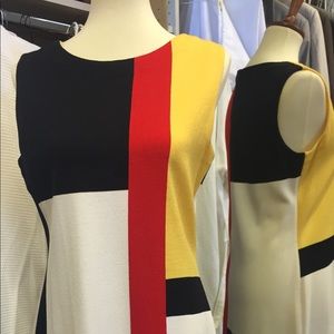 Vintage St. John Color Block Sleeveless Dress
